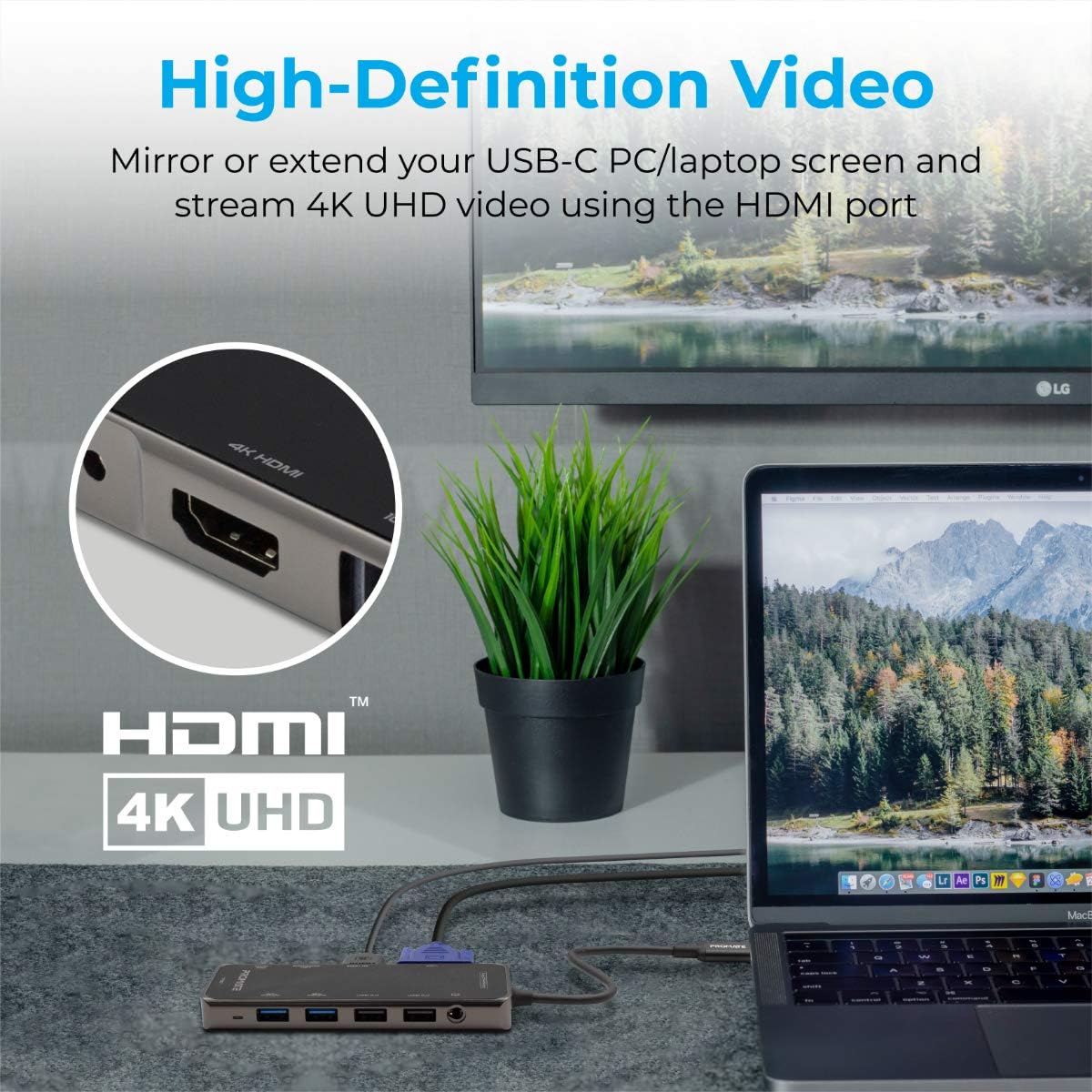 Promate USB-C Hub, 11-in-1 Type-C Multi-Port Adapter with 100W USB-C Power Delivery