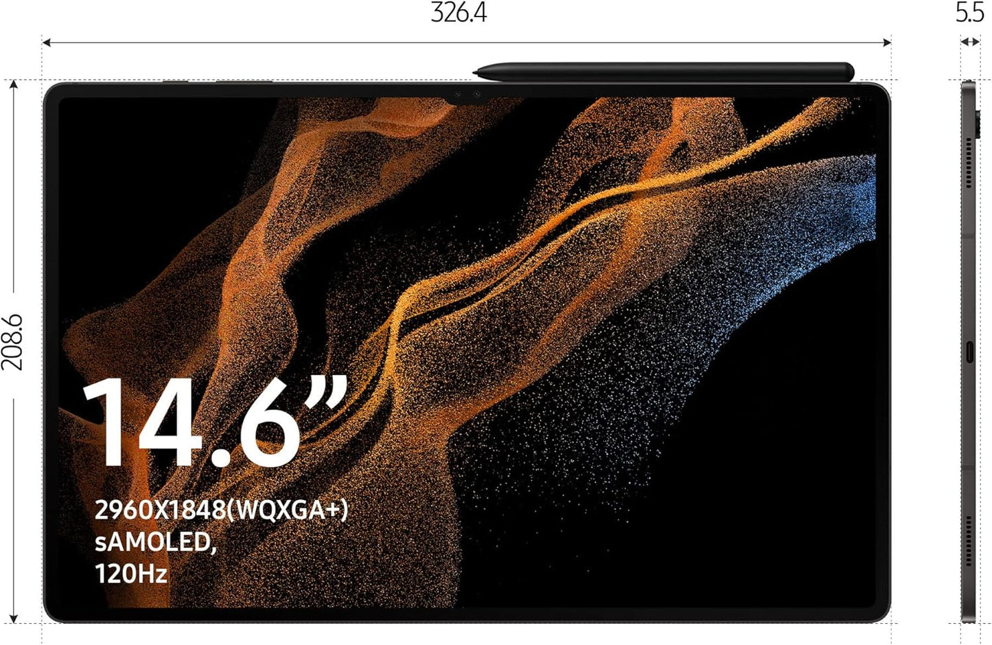 Samsung Galaxy Tab S8 Ultra Android Tablet, 14.6" LCD Screen, 256GB Storage
