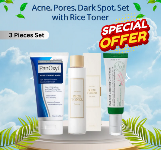 Acne, Pores, Dark Spot, Set with Rice Toner