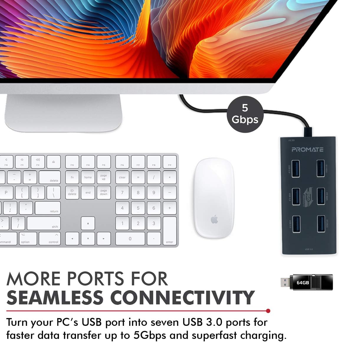 Promate 7 Port USB 3.0 Hub