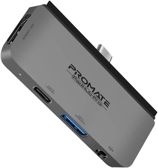 Promate USB-C Hub, 4-in-1 Multi-Media Type-C Adapter with 100W