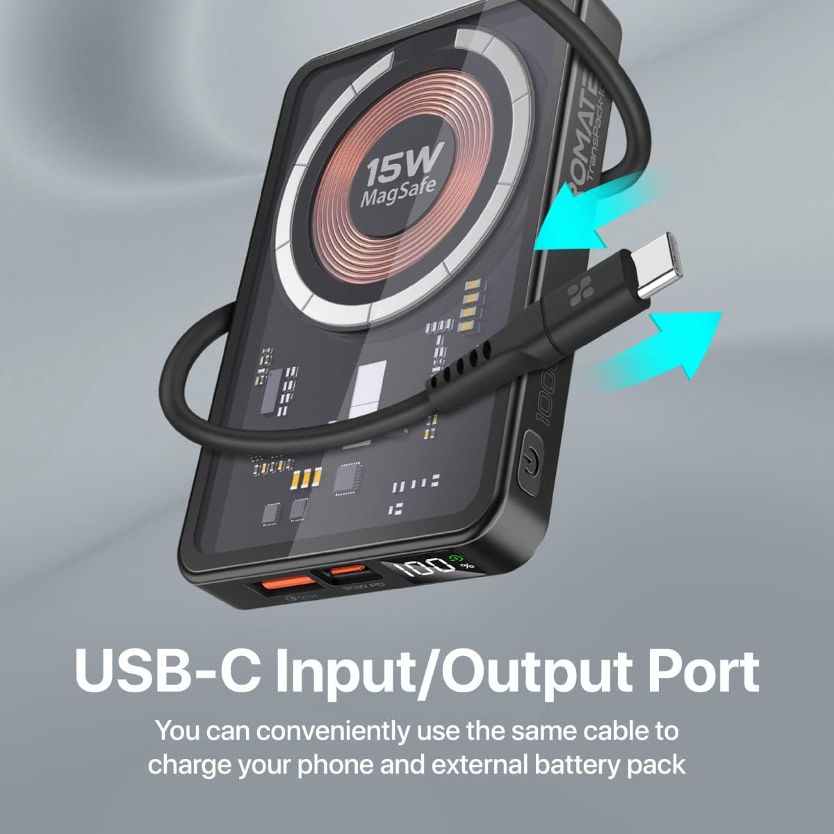 Promate iPhone 15 Magnetic Wireless Power Bank