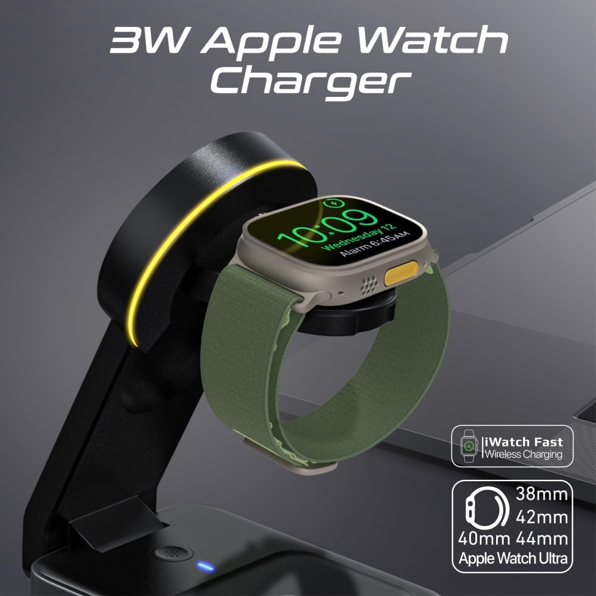 Promate Charging Station, 3-in-1 Slim Transparent Foldable Charging Dock