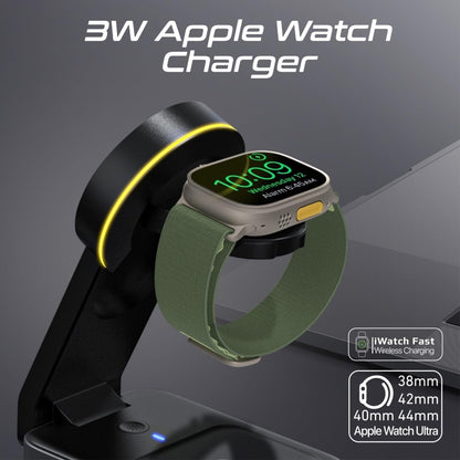 Promate Charging Station, 3-in-1 Slim Transparent Foldable Charging Dock