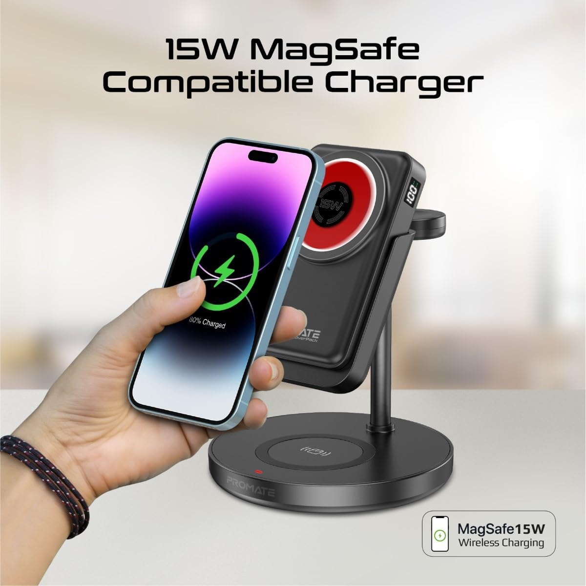 Promate Charging Station with Detachable 10000mAh Power Bank
