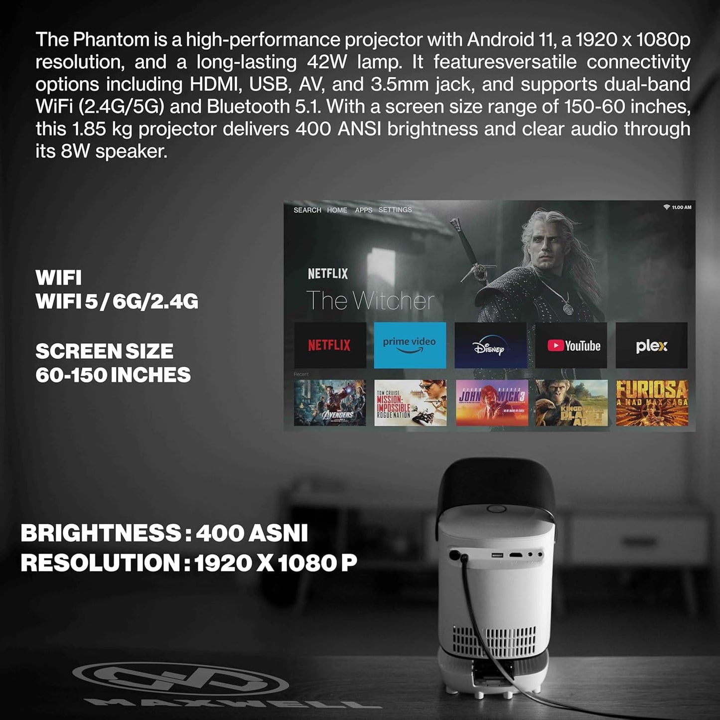 Maxwell Phantom Projector Supports 4k